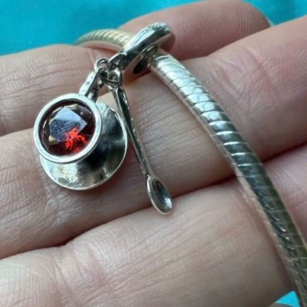 NWOT Coffee & Book S925 Silver Pandora FIT Dangle Charm - Picture 7 of 8